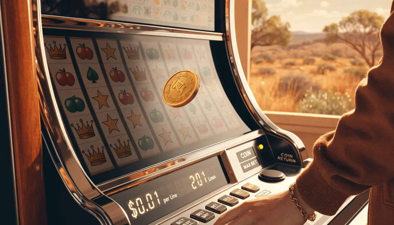 Player splitting $1 deposit into many low‑bet spins on a pokie