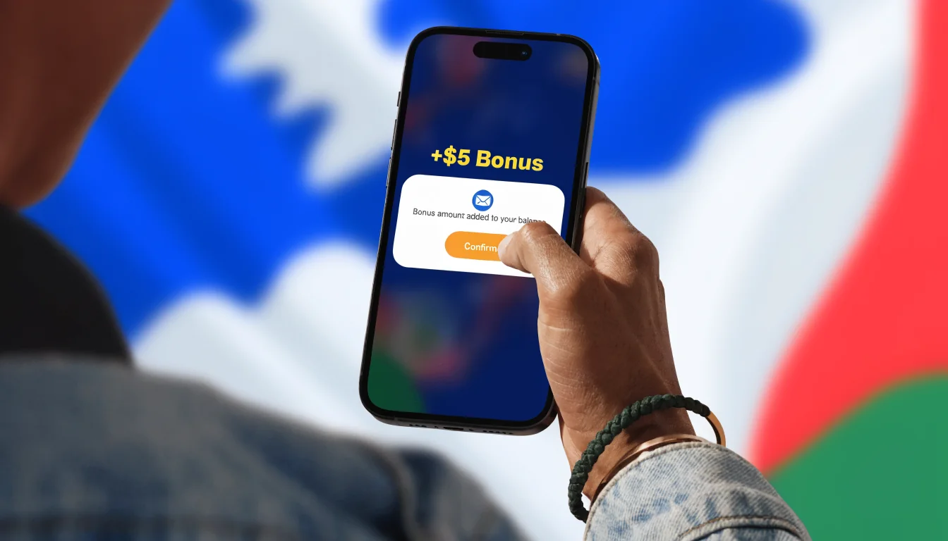 Illustration of automatic $5 bonus appearing after registration