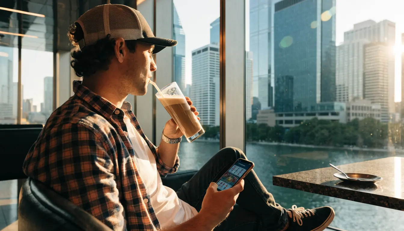 Australian user depositing money with bonus badge on tablet