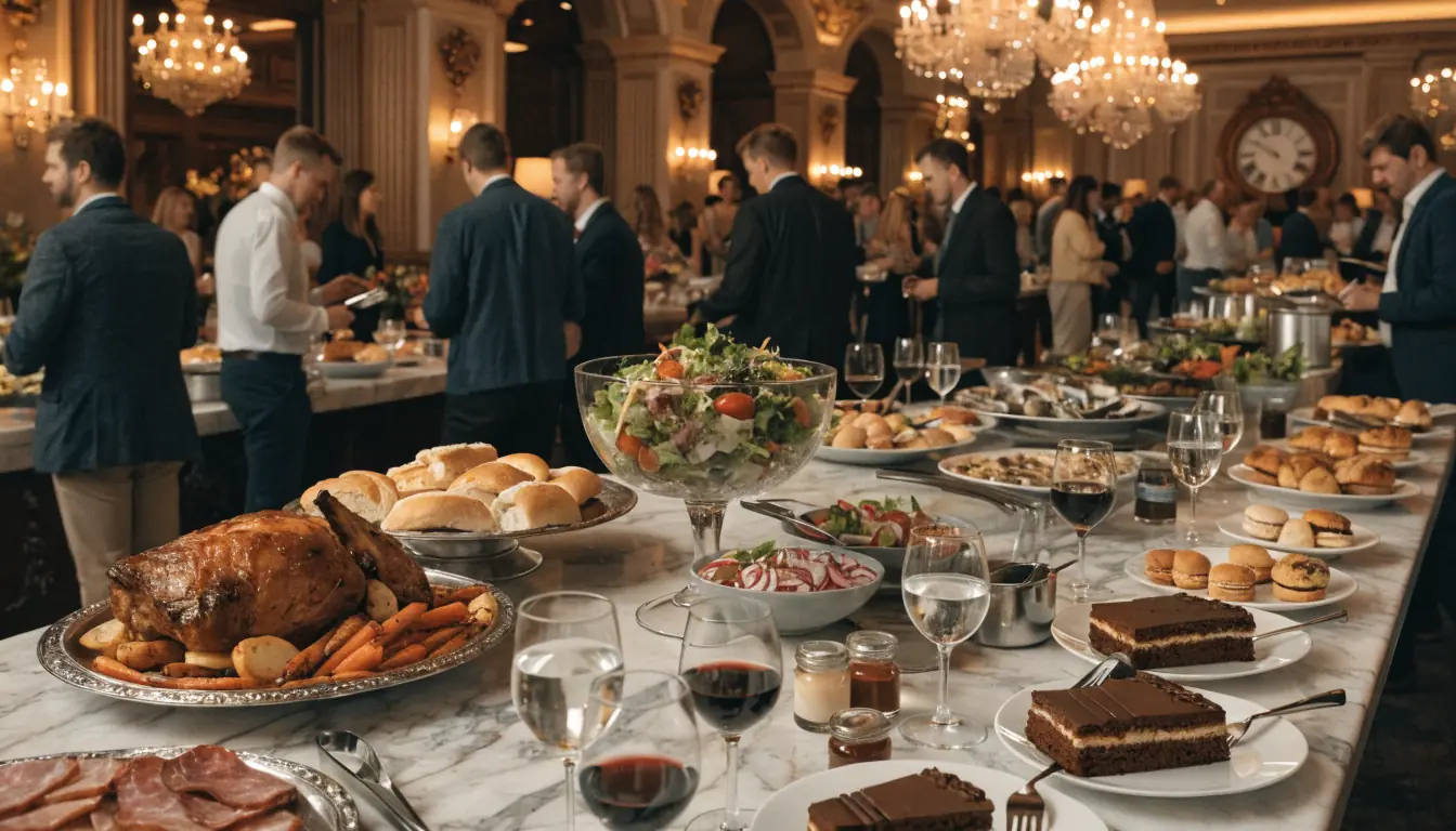All‑you‑can‑eat buffet table with assorted dishes at casino