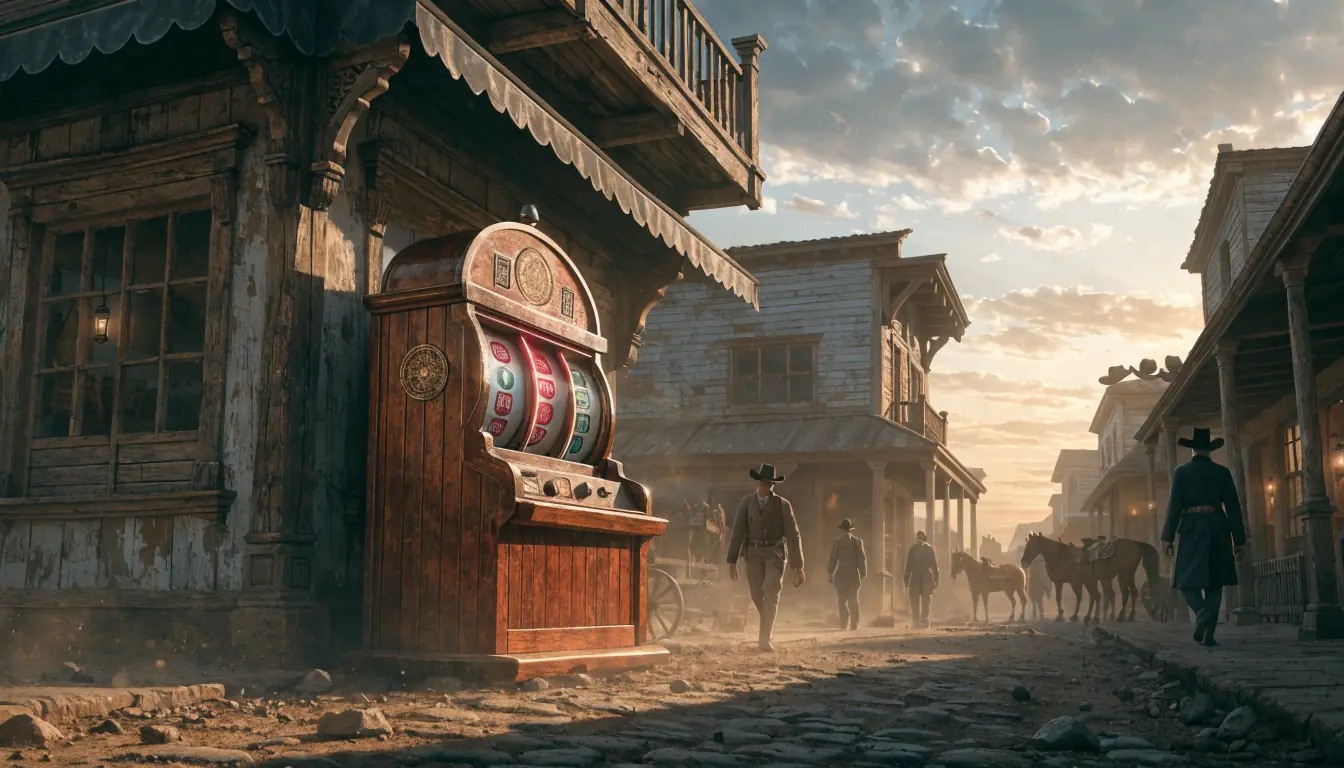 Western town street with slot machine