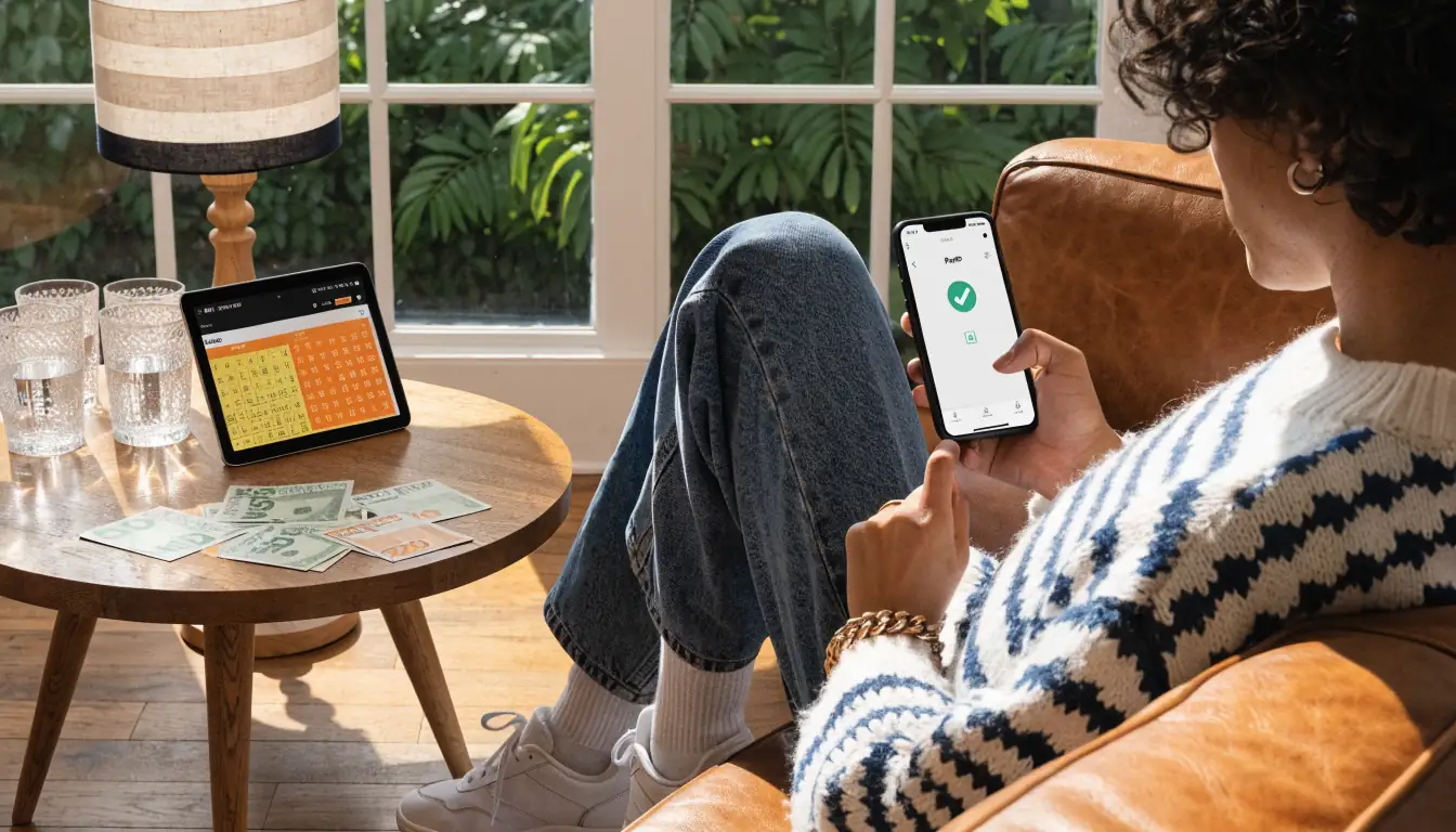 Smartphone showing PayID approval beside Australian dollars