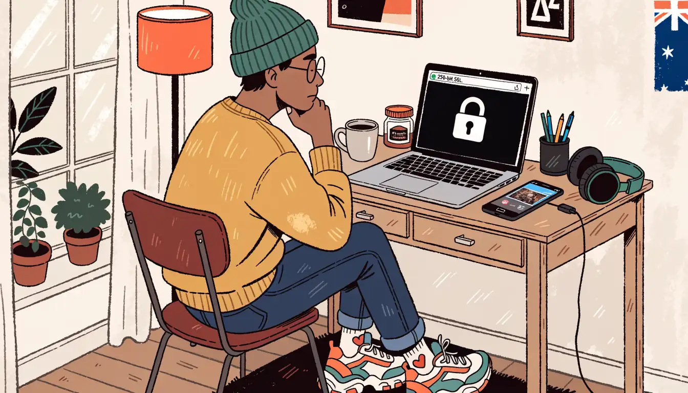 Person checking secure connection on laptop and phone before gaming