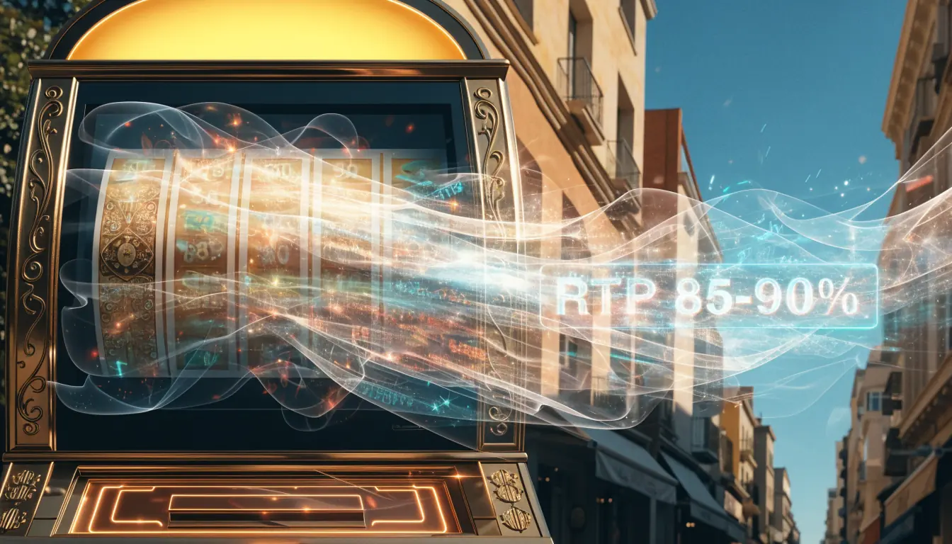Slot machine with glowing reels suggesting RTP concept