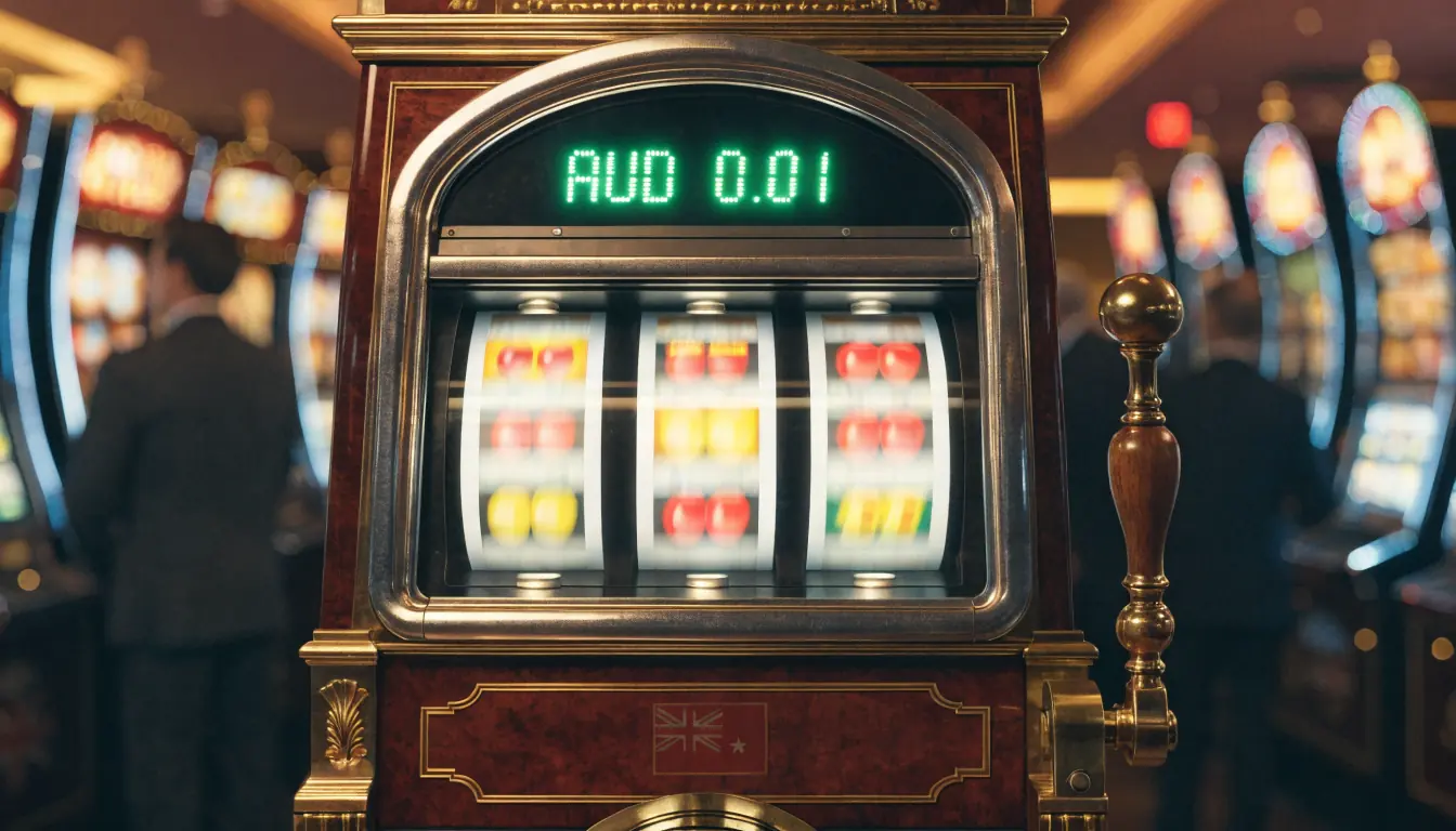 Slot machine showing a one‑cent bet