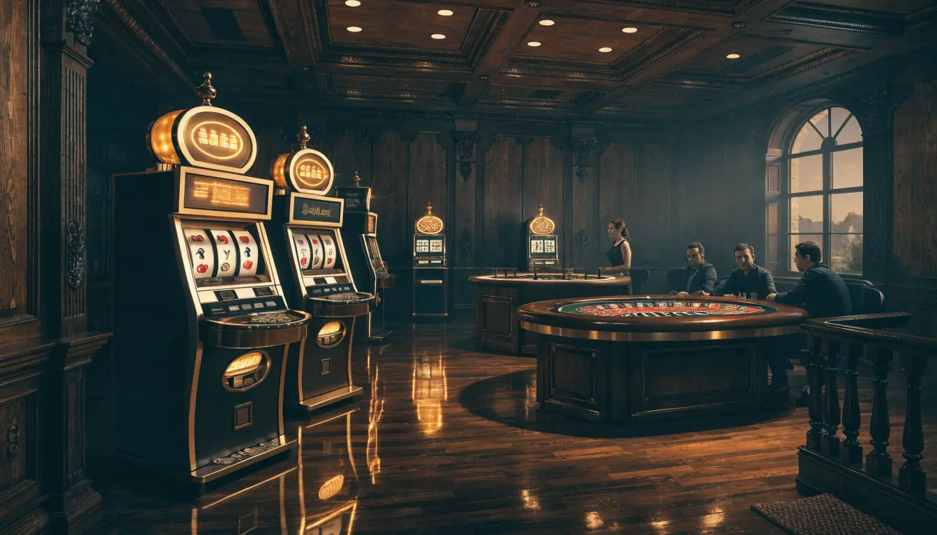 Highlighted eligible casino games on dimmed casino floor
