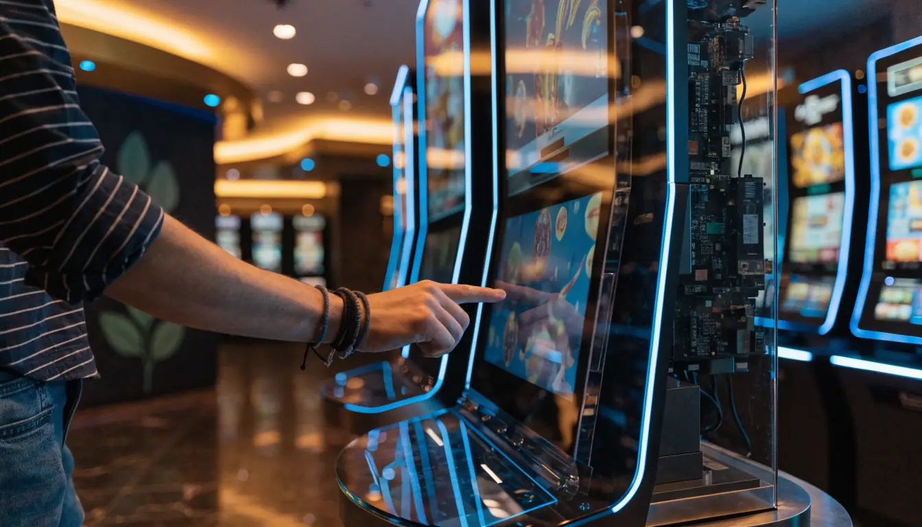 Cashless slot machine with smartphone card tap in Australian casino