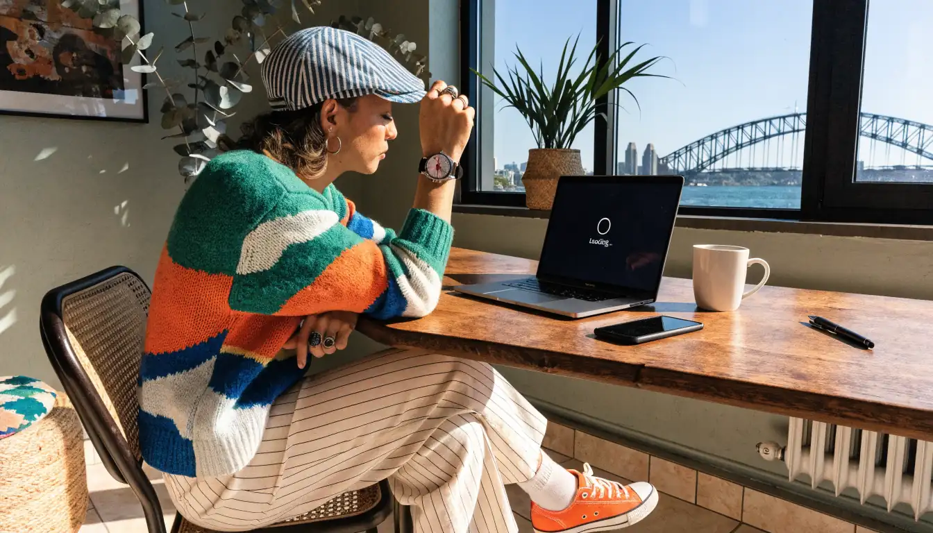 Person watching watch and laptop during crypto withdrawal