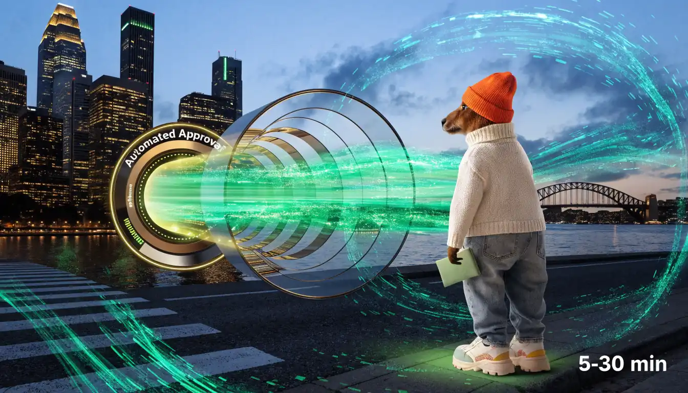 Futuristic tunnel shows fast automated withdrawal approval